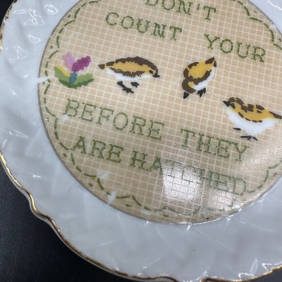 Vintage Coaster Set Cross Stitch Look Kitschy Proverbs 50s Ardalt Japan Cottage - Picture 8 of 11